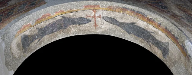 Fish Flanking a Cross from Santa Maria de Taüll
